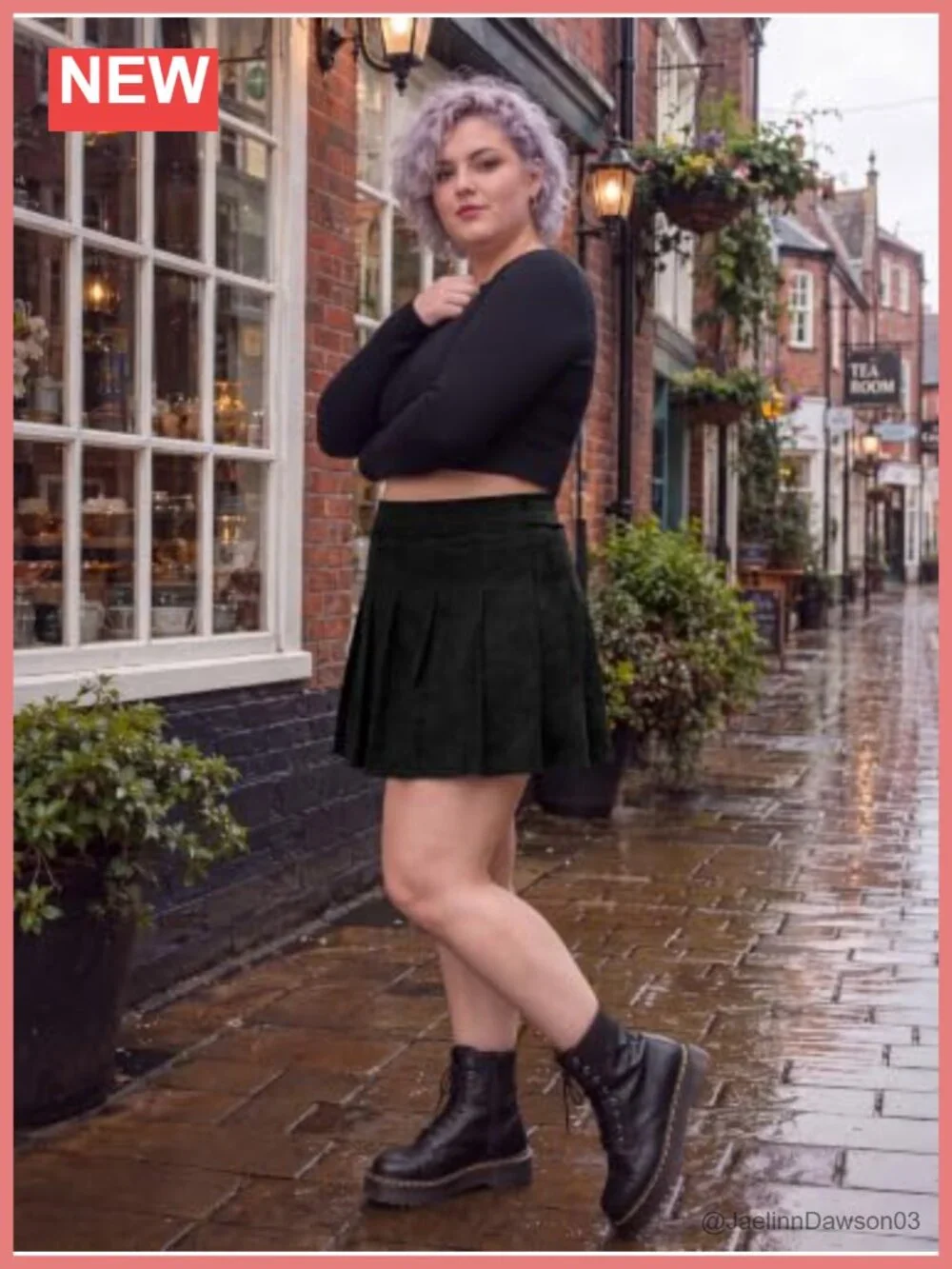 Plus Size Suede Pleated Skort with Pockets High Waist Mini